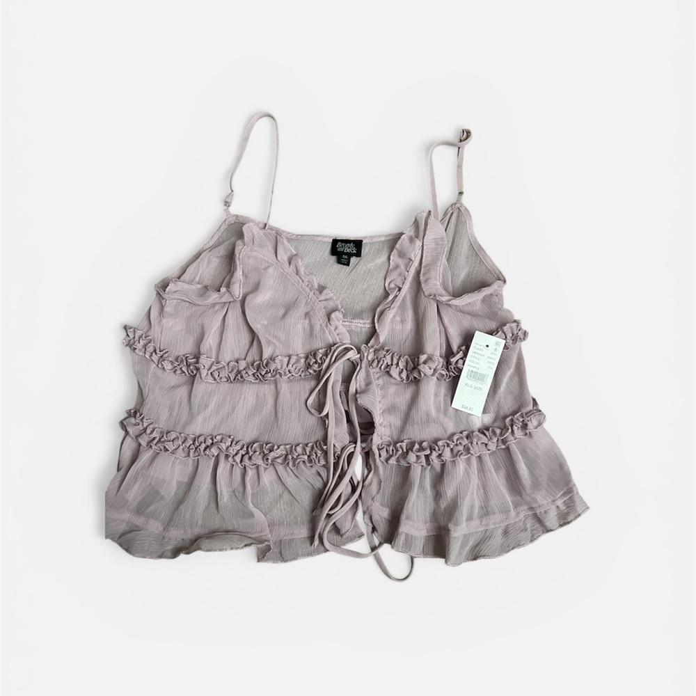 Stylish Mauve Ruffle Tank Top
